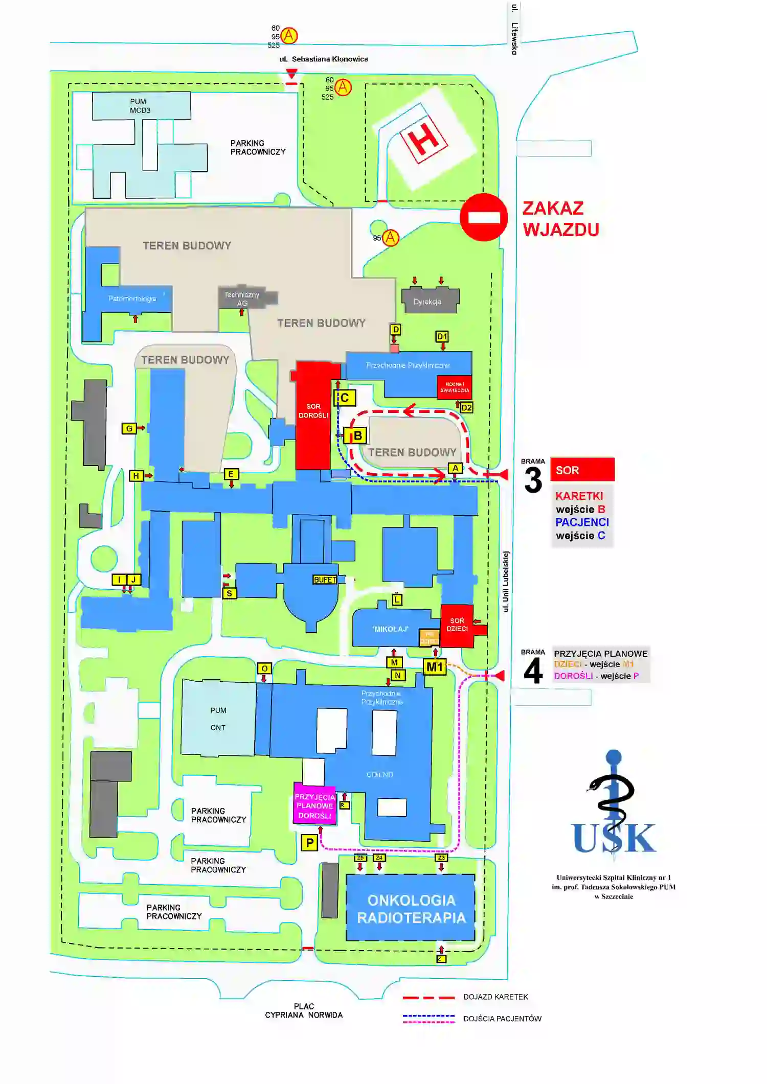 Mapa zmiany organizacji ruchu karetek i pacjentów 04.09.2026r.